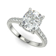 Madeline Cushion Cut Pave Hidden Halo 4 Prong Claw Set Engagement Ring Setting - Nivetta